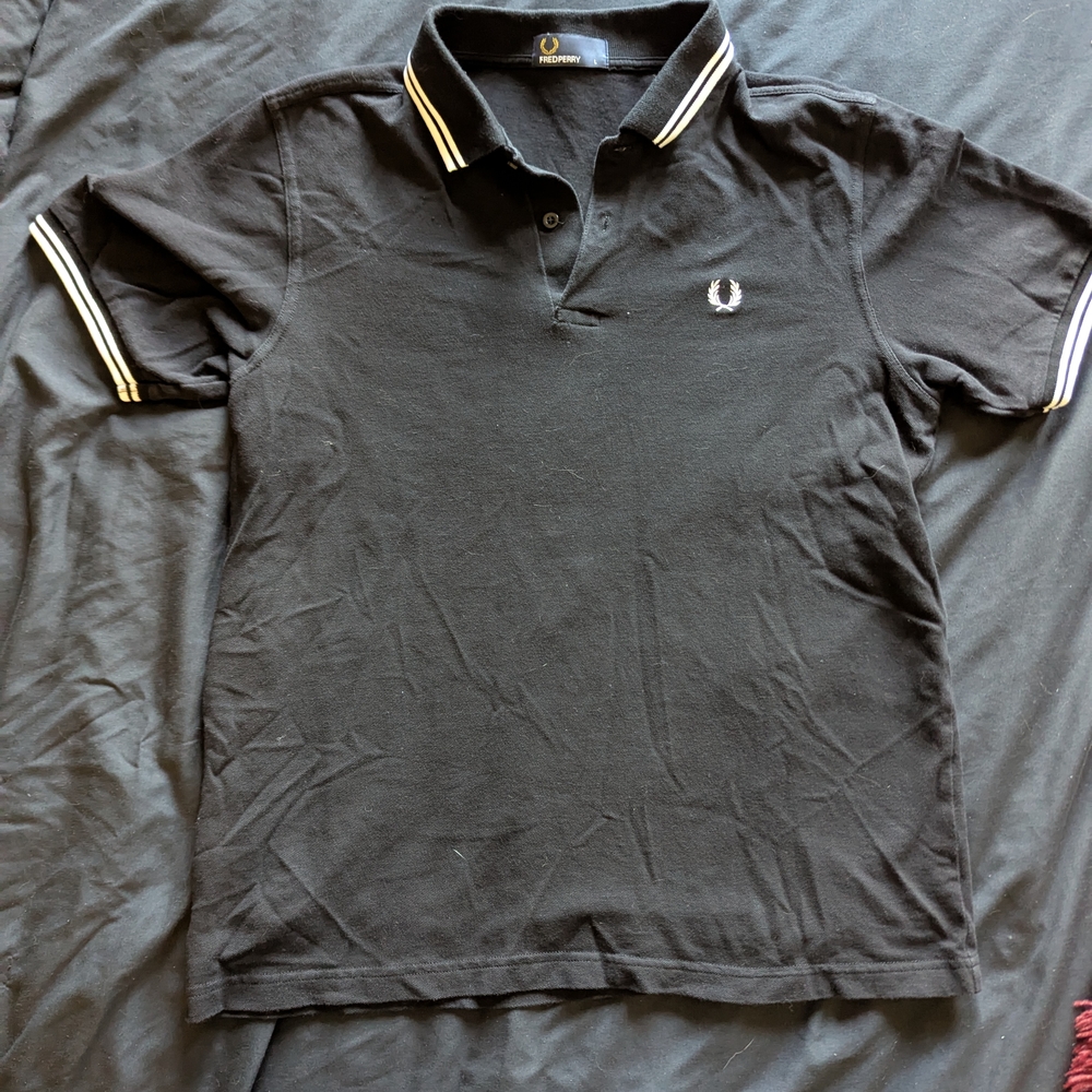Fred Perry Black and White Polo Shirt Classic Design